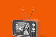 Vintage Portable TV with Old Video E, a Product Mockup by OneVectorStock (Thumbnail 3 of 19)