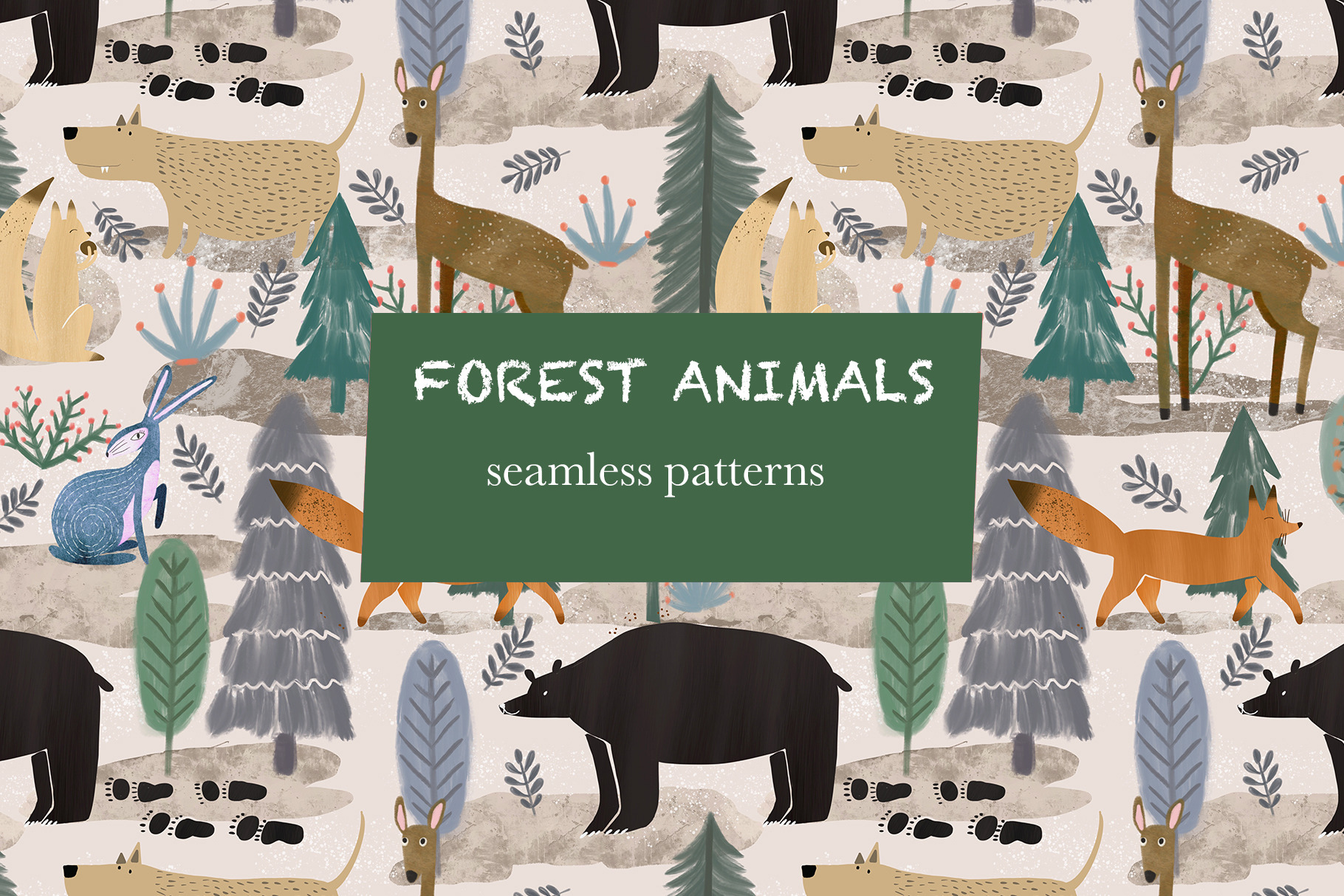 Forest animals seamless patterns, a Pattern Graphic by Vera Styles
