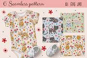 Floral cat clipart and pattern, an Illustration by NataKa (Thumbnail 7 of 9)
