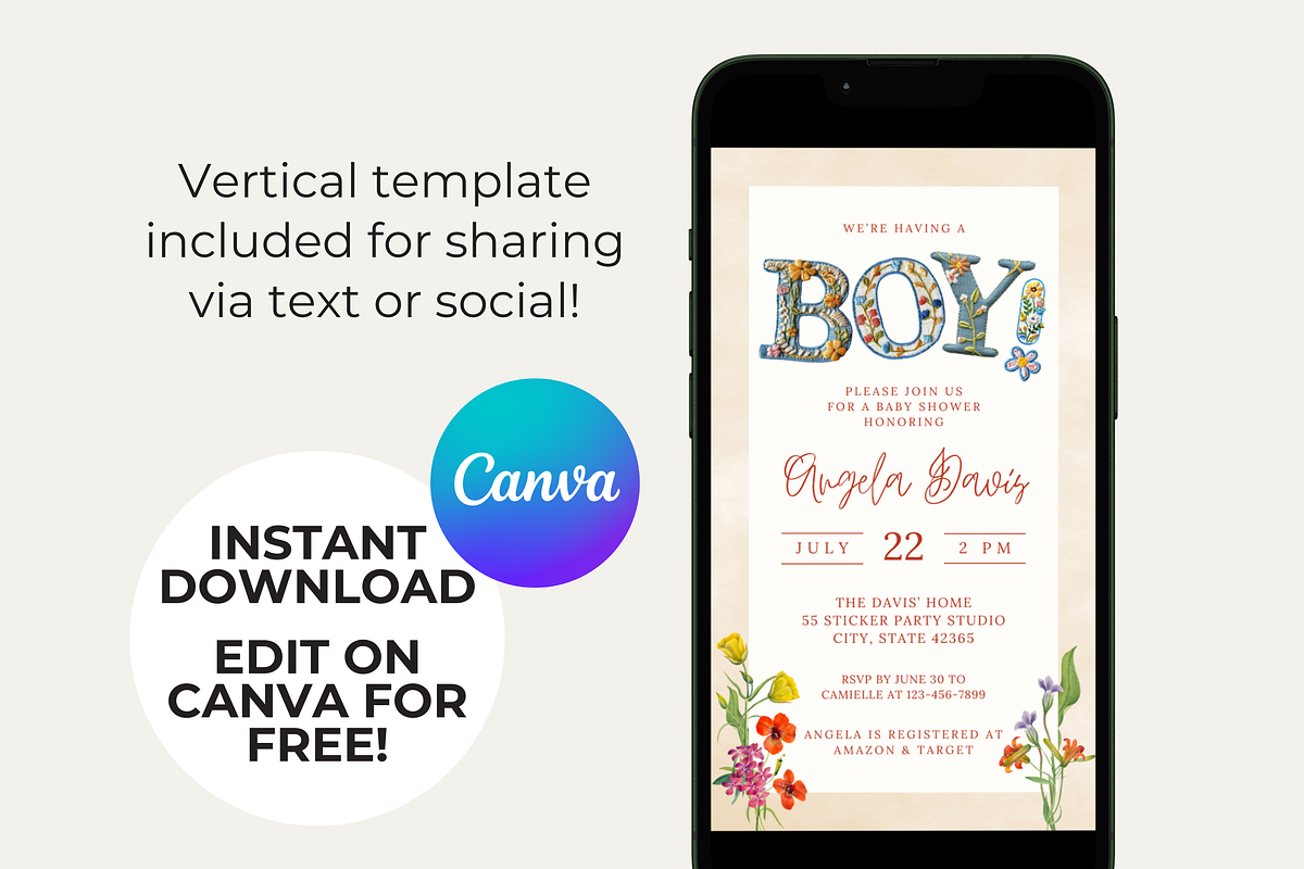 TWO Editable Baby Shower Template, a Design Template by Sally Salinas (Photo 6 of 6)