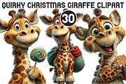 Quirky Christmas Giraffe Clipart, an Illustration by Black Bird Studio (Thumbnail 1 of 6)