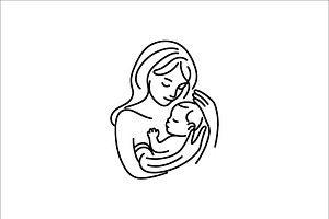 Line Art of Loving Mom and Baby, a Branding & Logo Template by Vectorium Studio
