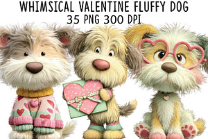 Whimsical Valentine Fluffy Dog PNG, an Illustration by CraftArtStudio