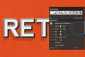 3D Retro Text Effects - Illustrator