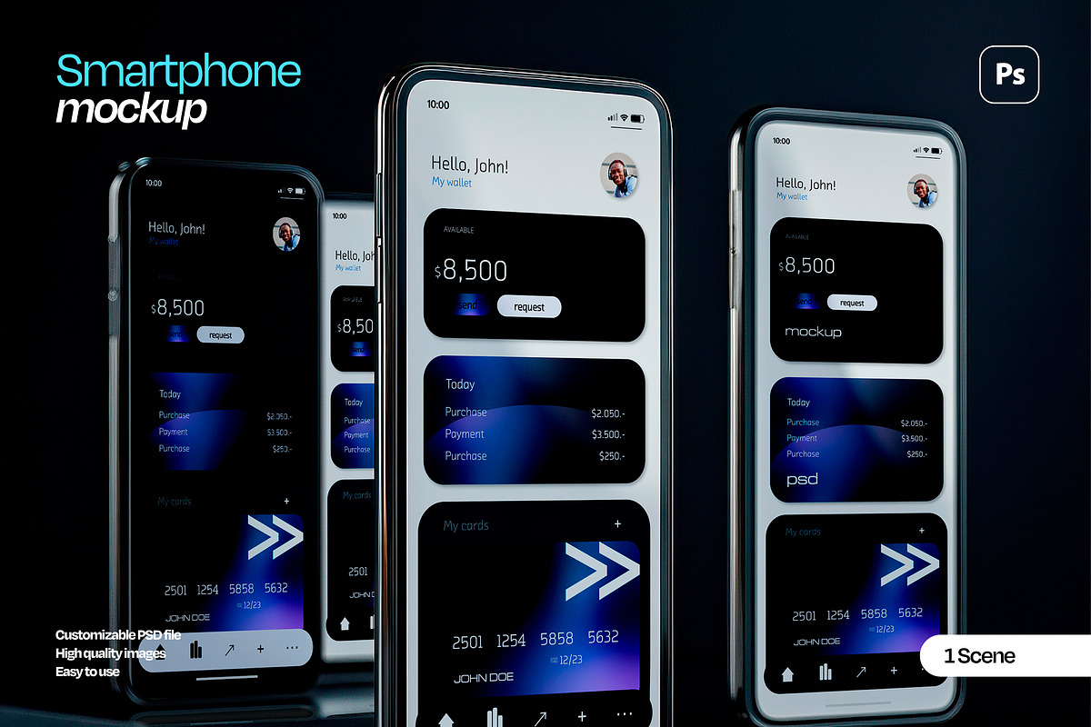 Luxury Set of Smartphones Mockup, a Product Mockup by Mego-studio (Photo 1 of 5)