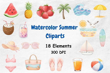 Watercolor Summer Clipart