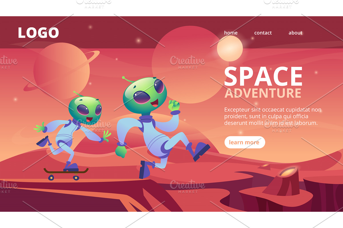 Alien in space. web landing page, an Illustration by Onyx