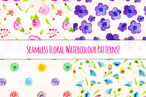 Floral Watercolor Patterns Bundle