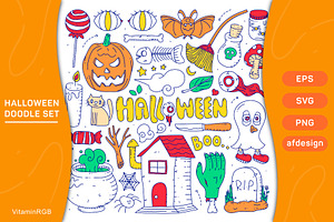 Doodle collection set of halloween
