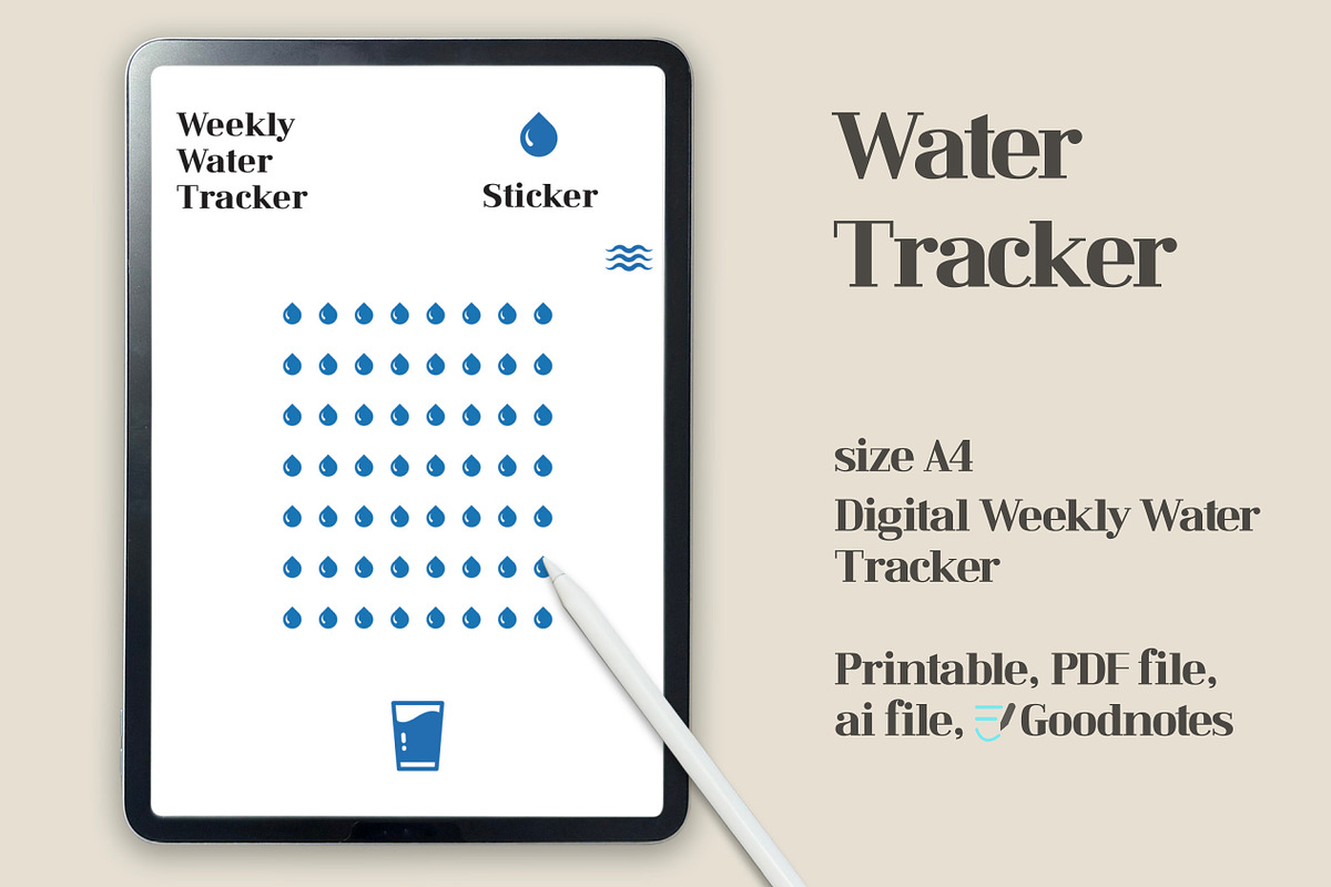Weekly Warter Tracker, a Print Template by dott (Photo 3 of 5)
