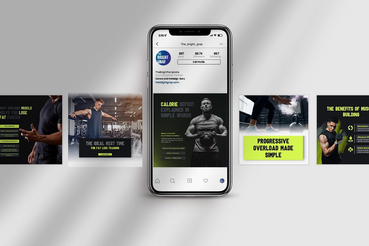 Canva Gym & Fitness Instagram Post, a Social Media Template by TheBrightGrap (Photo 12 of 17)