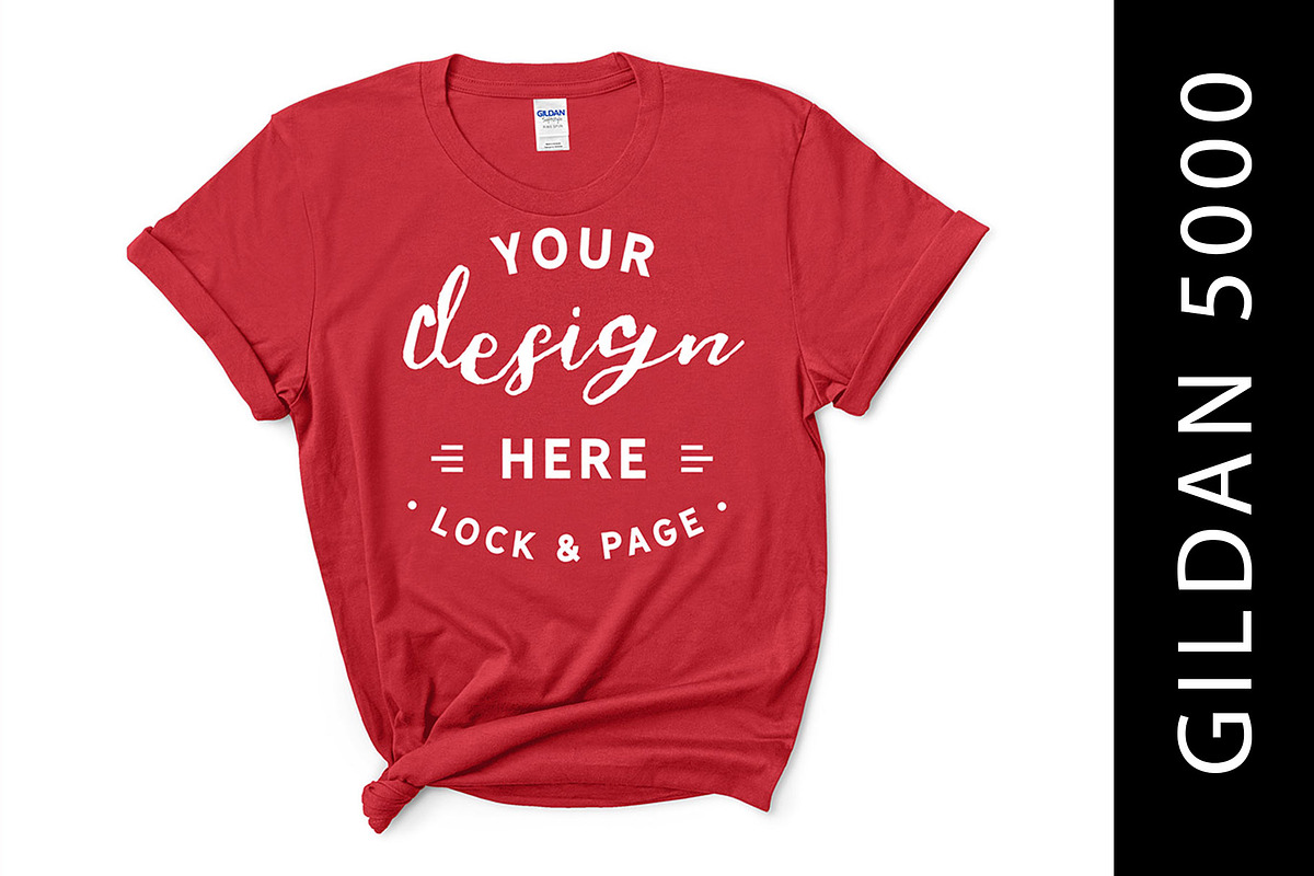 Female Gildan 5000 Mockup Bundle, a Shirt Mockup by lock and page (Photo 9 of 15)