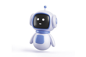 3d cute friendly robot render icon, a Technology Illustration by Marozhkastudio