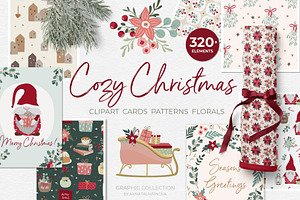 Cozy Christmas Pattern & Clipart