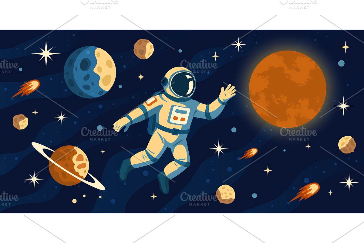 Astronaut space trip. Cosmonaut in, an Illustration by Stock-Smart-Start
