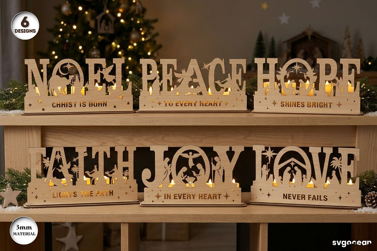 Nativity Candle Holder SVG Bundle, a Decorative Illustration by svgocean (Photo 1 of 14)