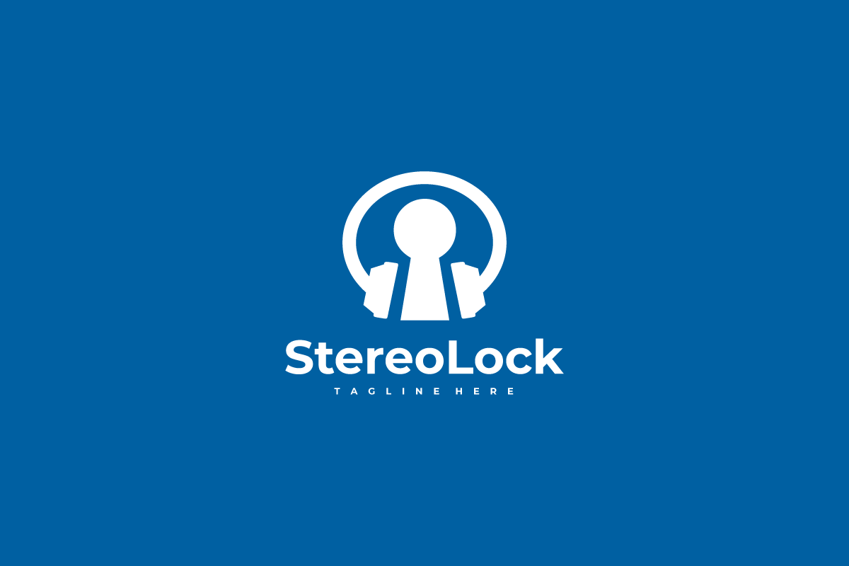 Stereo Lock Headphones Keyhole Logo, a Branding & Logo Template by yopie (Photo 2 of 3)