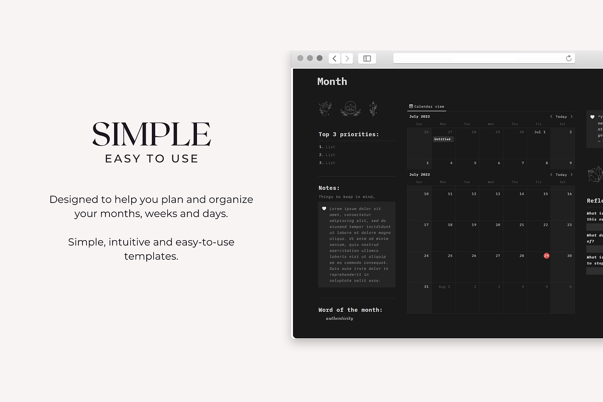 Dark Mode Notion Planner Template, a Templates & Theme by AestheticOrganizer (Photo 4 of 9)