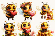 Cute Valentine Bees Clipart Bundle, an Animal Illustration by Design Scotch (Thumbnail 8 of 9)