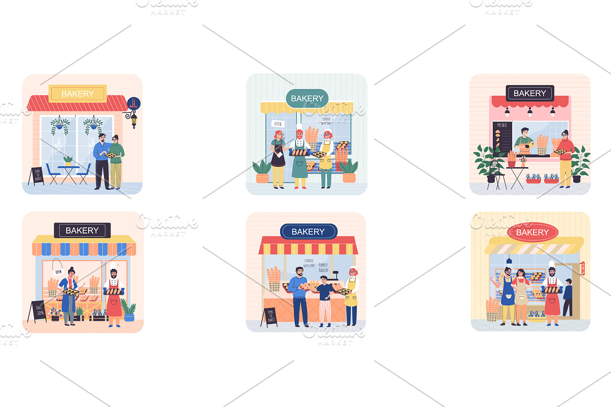 Bakery shop building facade, awning, an Object Illustration by TopVector