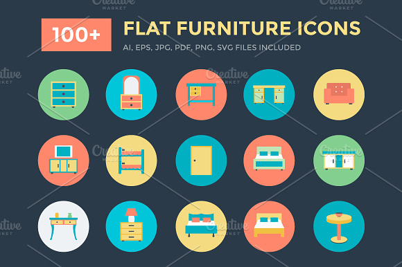 100 Flat Furniture Icons