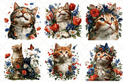 Whimsical Spring Cat Clipart, an Illustration by Black Bird Studio (Thumbnail 2 of 5)