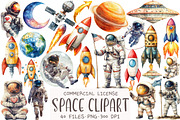 Space Watercolor Clipart, an Illustration by OK Design (Thumbnail 1 of 5)