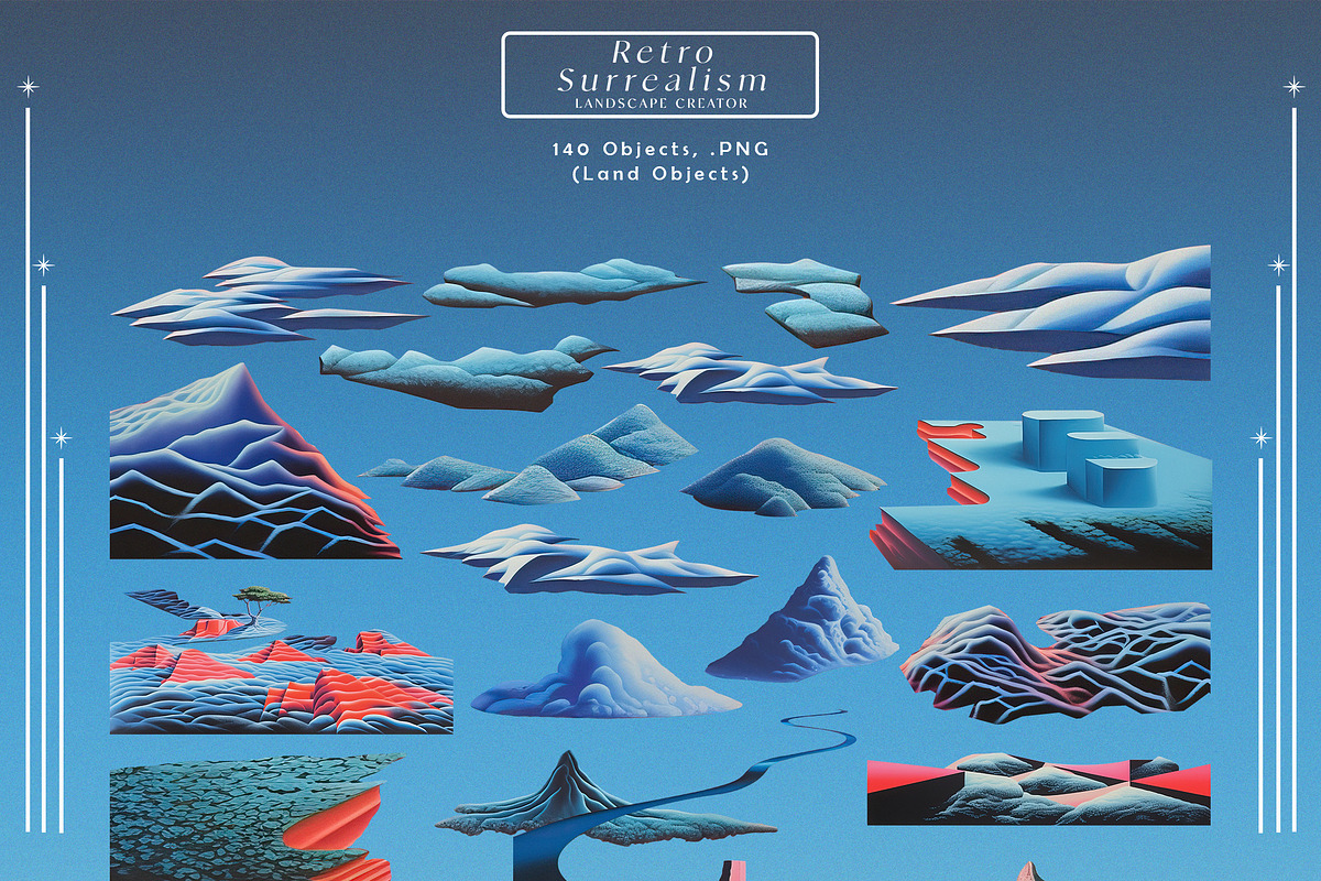 Retro Surrealism Landscape Creator, an Object Graphic by Freezerondigital (Photo 18 of 21)