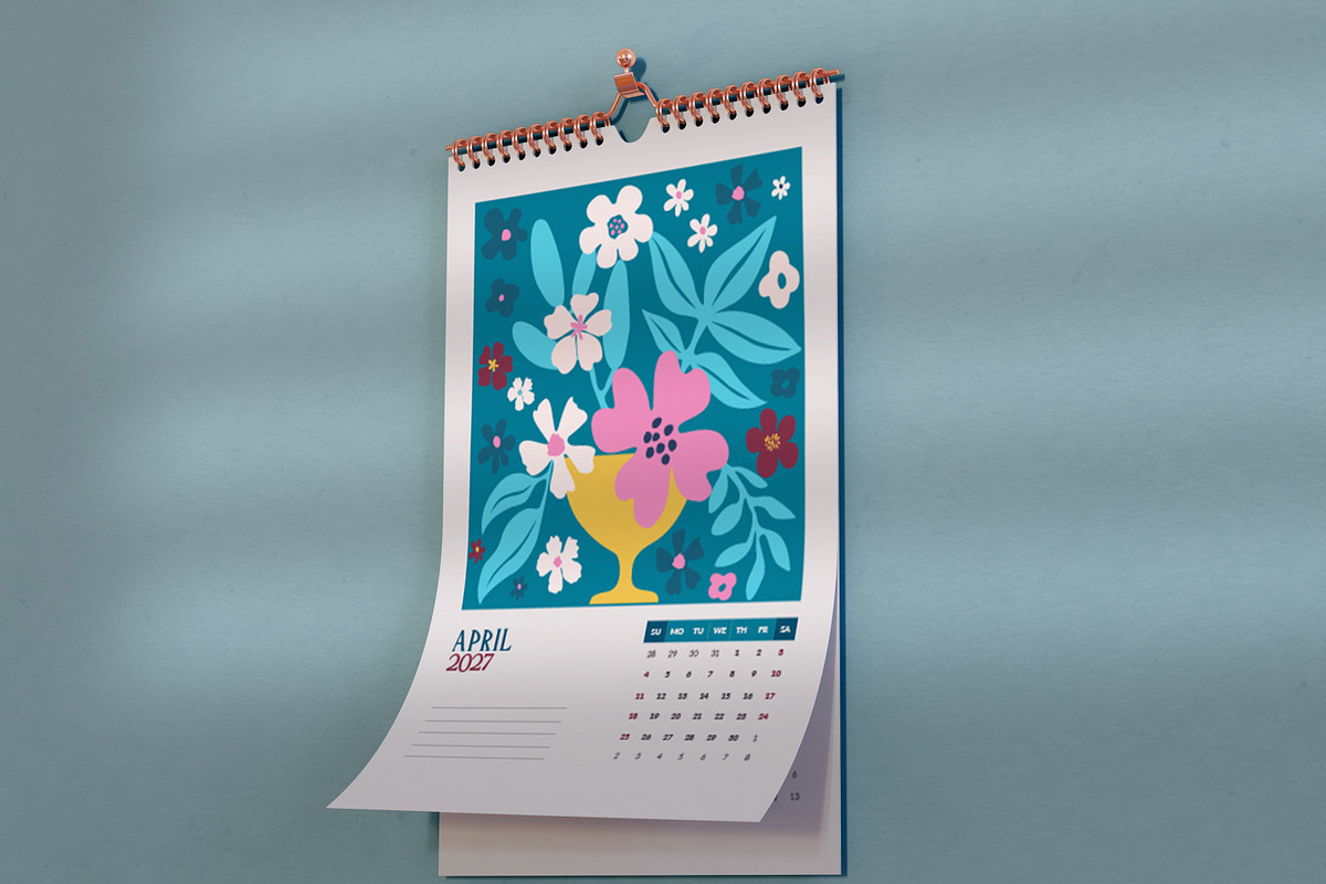 2027 Floral Calendar Template Vector, a Stationery Template by Peacock_design (Photo 7 of 15)