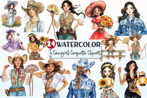 Chinoiserie Cowgirl Coquette Clipart, an Illustration by Rose Art