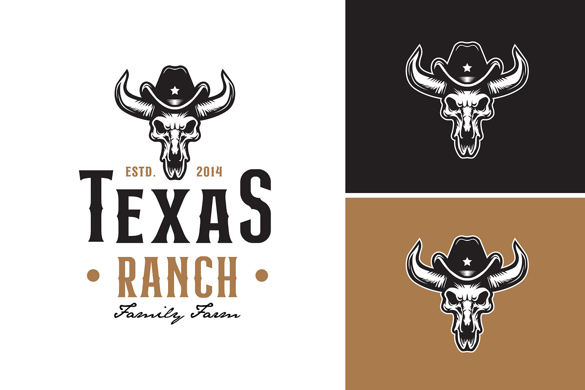 Skull Longhorn For Texas Ranch Logo, a Branding & Logo Template by funpixel