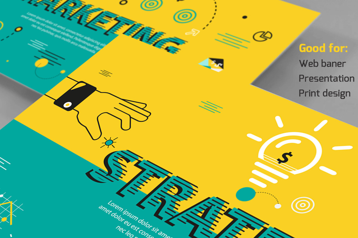 Lettering flat banner design, a Presentation Template by VL Shop