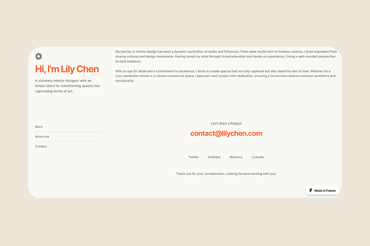 Lily Chen - Framer Template, a Websites & App Template by BiancaXavier (Photo 2 of 3)
