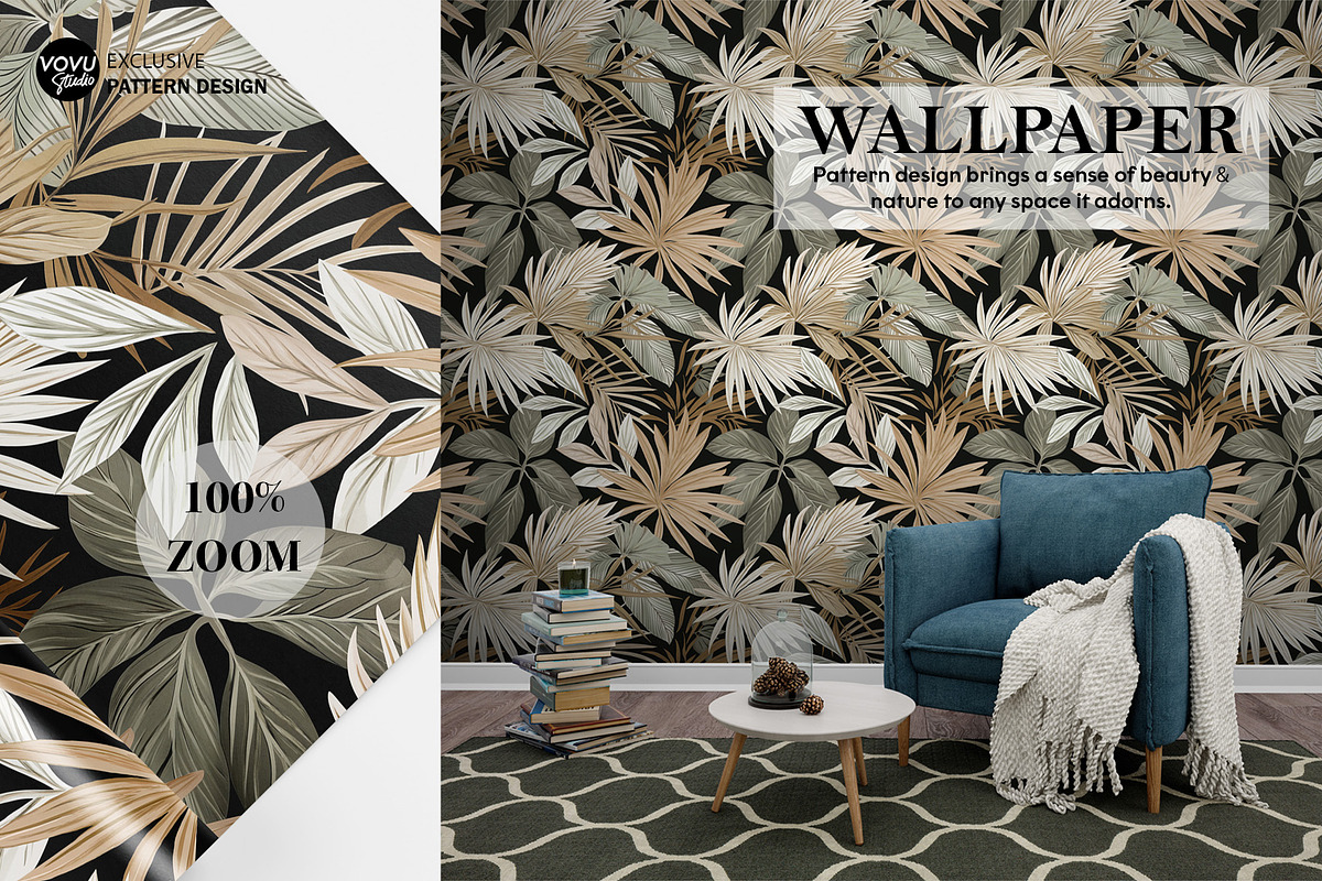 Exotic Foliage Print Pattern, a Pattern Graphic by VOVU Studio (Photo 2 of 8)