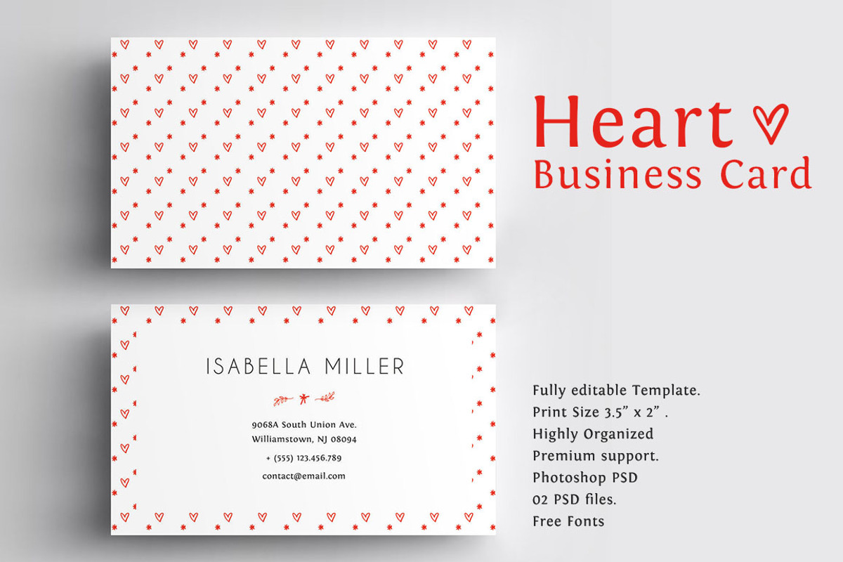 Heart Business Card, a Business Card Template by CodePower (Photo 1 of 3)
