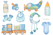 Newborn watercolor set, boy or girl, an Illustration by Vivitta (Thumbnail 2 of 5)