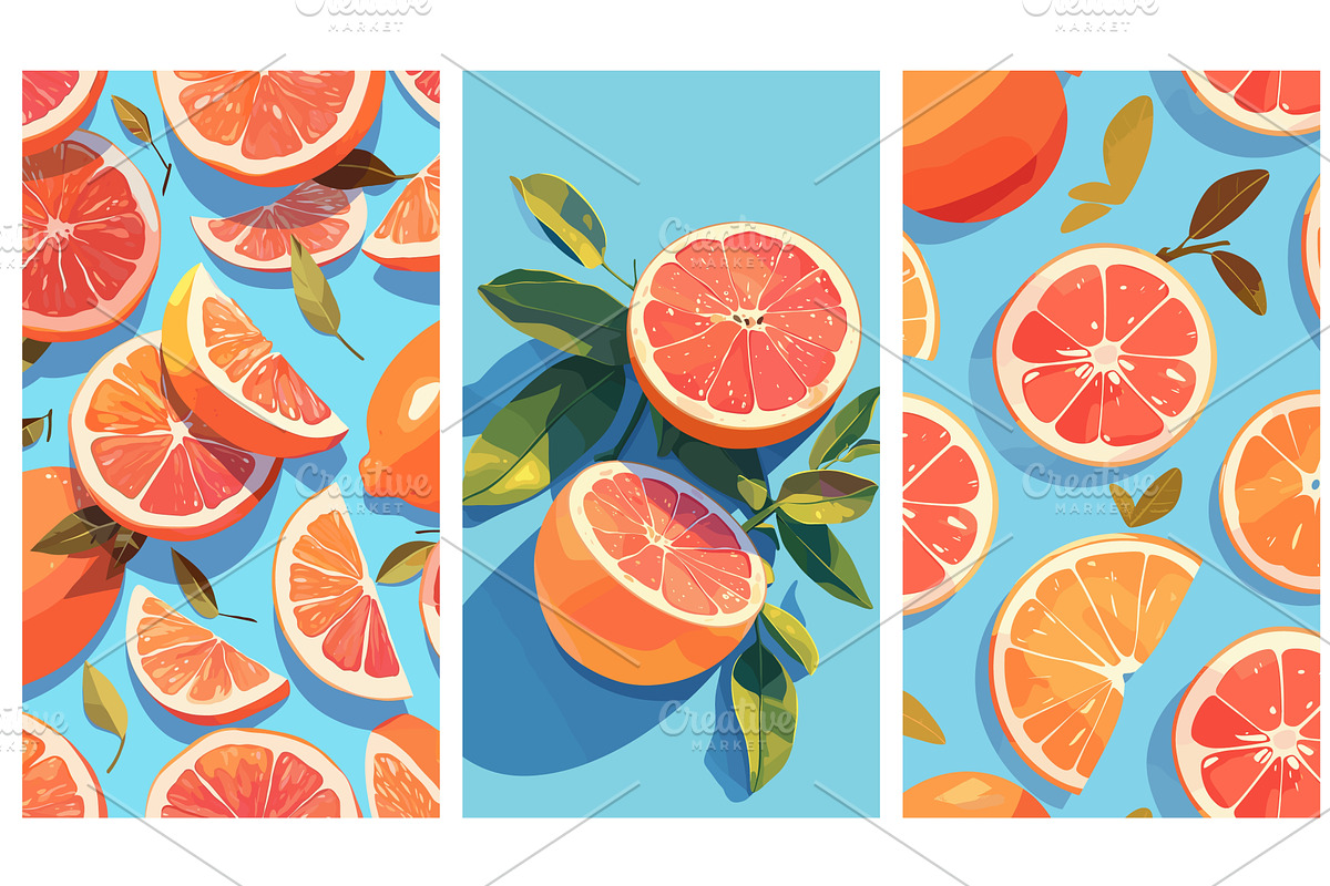 grapefruits cartoon set. grapefruit, a Food Illustration by Stock-Smart-Start