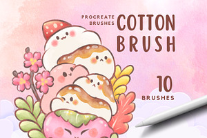 Kawaii procreate cotton brush, a Brush Add-On by ProcreateiBox