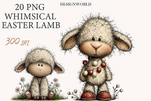 Whimsical Easter lamb clipart, an Illustration by Designworld