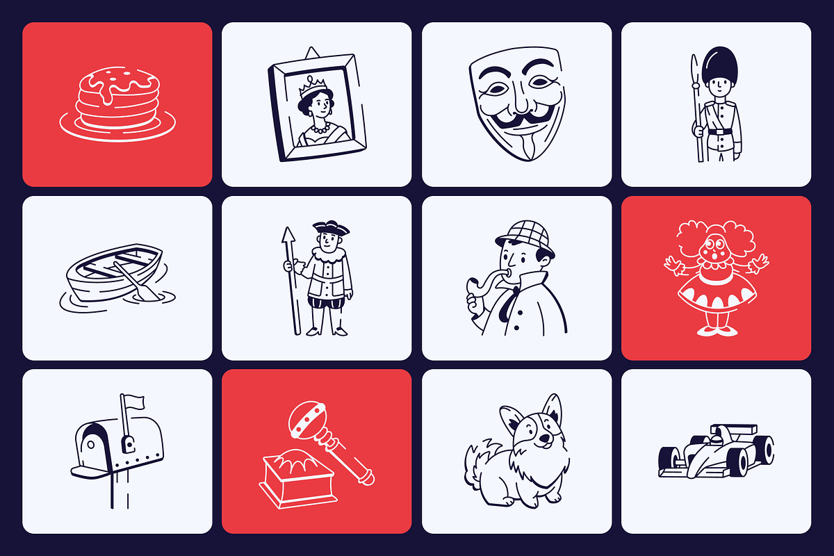 Animated English Doodle Icon Set, an Outline Icon by Vectors Market (Photo 4 of 5)