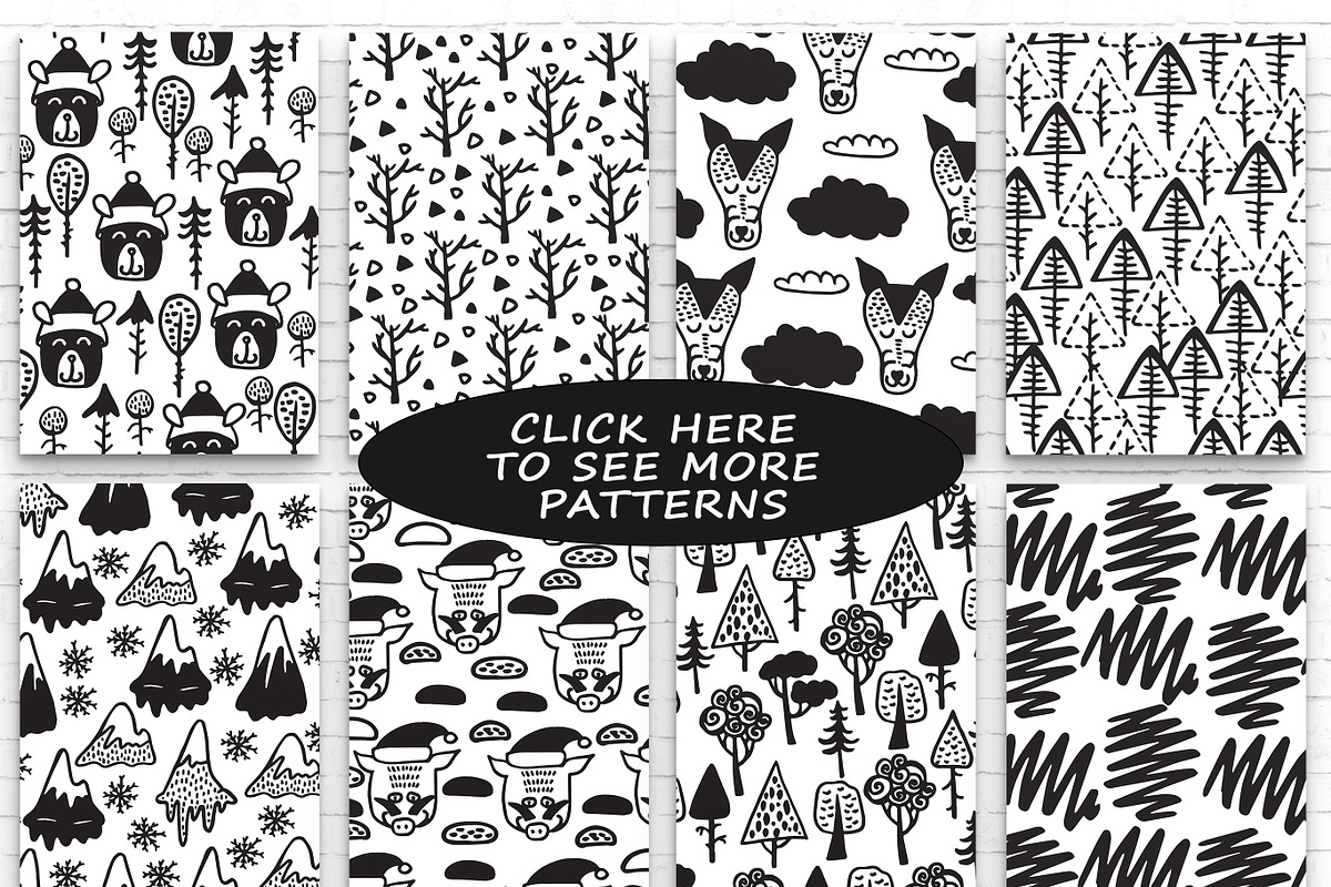 Black&White winter- hand drawn set, an Animal Illustration by Kseniya_design (Photo 3 of 6)