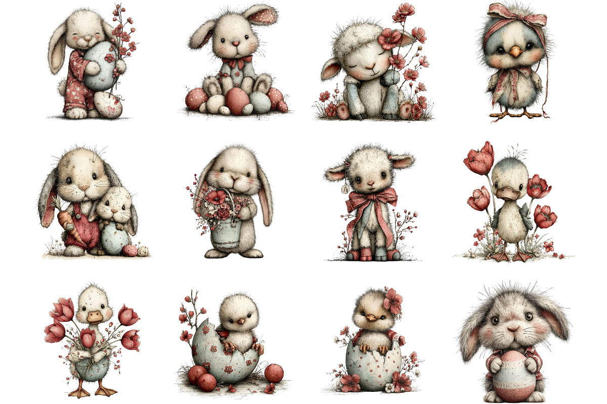 Easter Spring Animals Clipart, an Illustration by Designking (Photo 2 of 5)