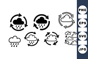 Rain Cloud Weather Icon Set, an Illustration by designvectx (Thumbnail 1 of 3)