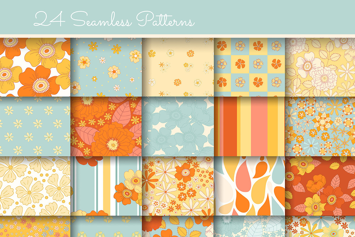 Amazing 70s. Retro Patterns., a Pattern Graphic by Mona Monash (Photo 3 of 8)