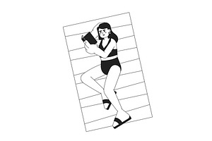 Swimsuit woman with book on beach