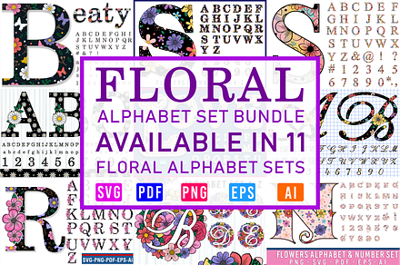 Floral Alphabet, Floral Font SVG