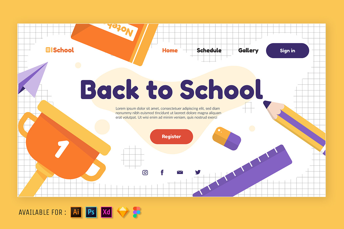 Back to School - Web Illustration, a Landing Page Template by SlideFactory
