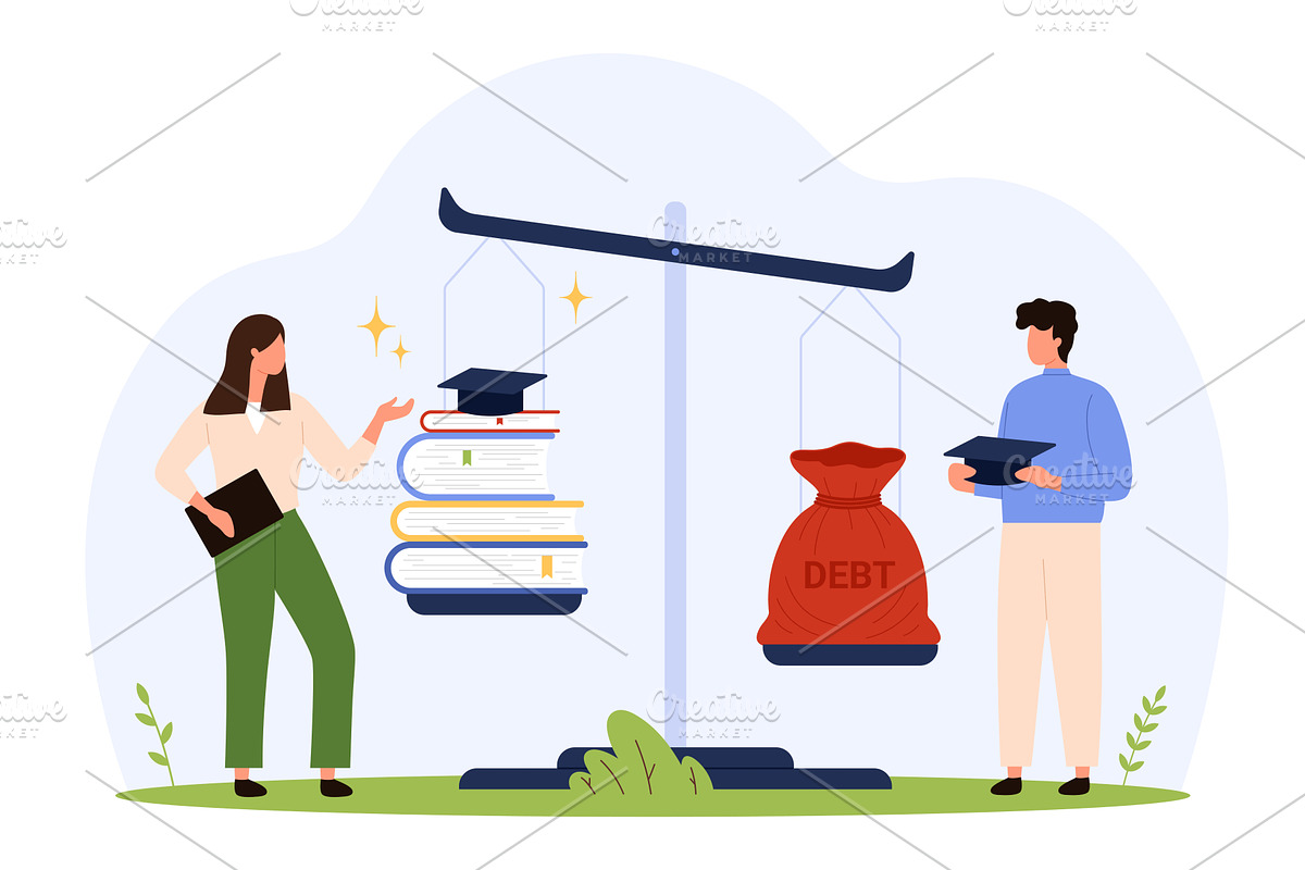Student Loan Debt Balance Education, an Education Illustration by Flashvector
