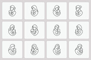 Mother baby line art logo set, a Branding & Logo Template by Vectorium Studio (Thumbnail 1 of 2)