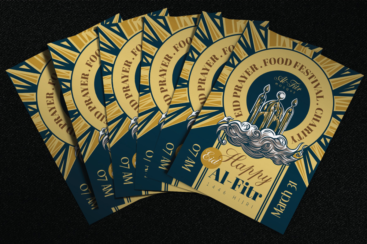 Hand Drawn Mosque Eid Al-Fitr Flyer, a Flyer Template by ashenterprise (Photo 3 of 3)